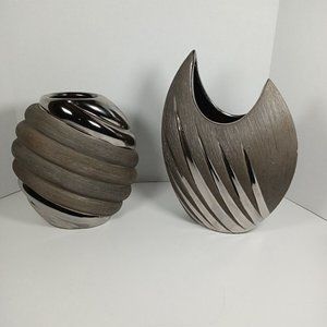 Ceramic And Metal Modern Art Vase Set Table Pieces